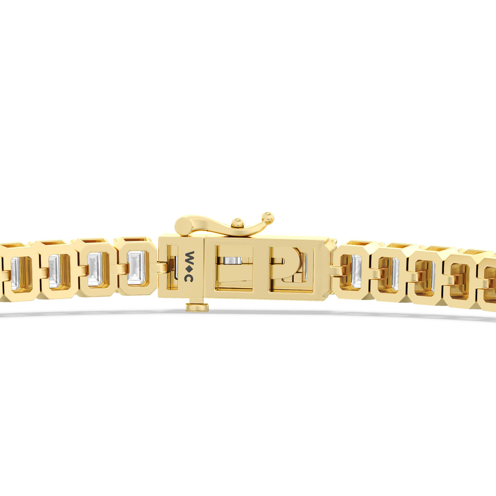 Emerald Tennis Bracelet with 3 Cut Diamond in 14KT Yellow Gold view 7
