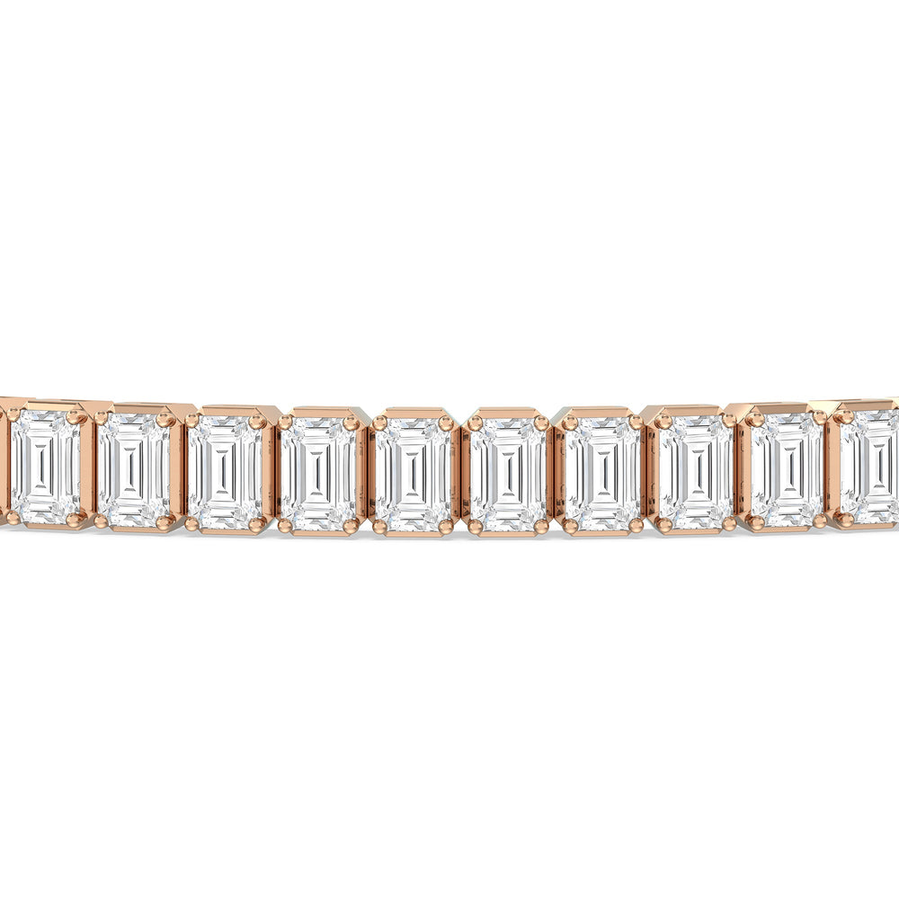 Emerald Tennis Bracelet with 5 Cut Diamond in 14KT Rose Gold view 6
