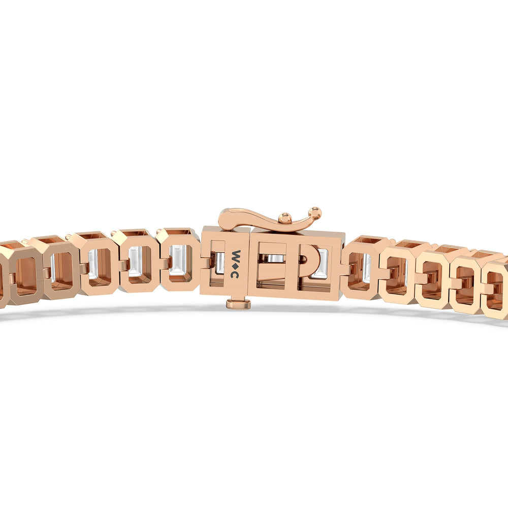 Emerald Tennis Bracelet with 5 Cut Diamond in 14KT Rose Gold view 7
