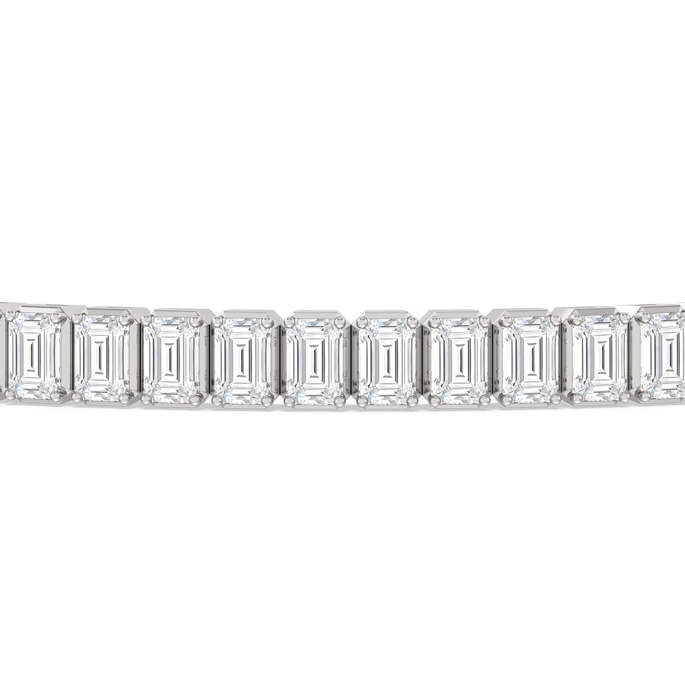 Emerald Tennis Bracelet with 5 Cut Diamond in 14KT White Gold view 6
