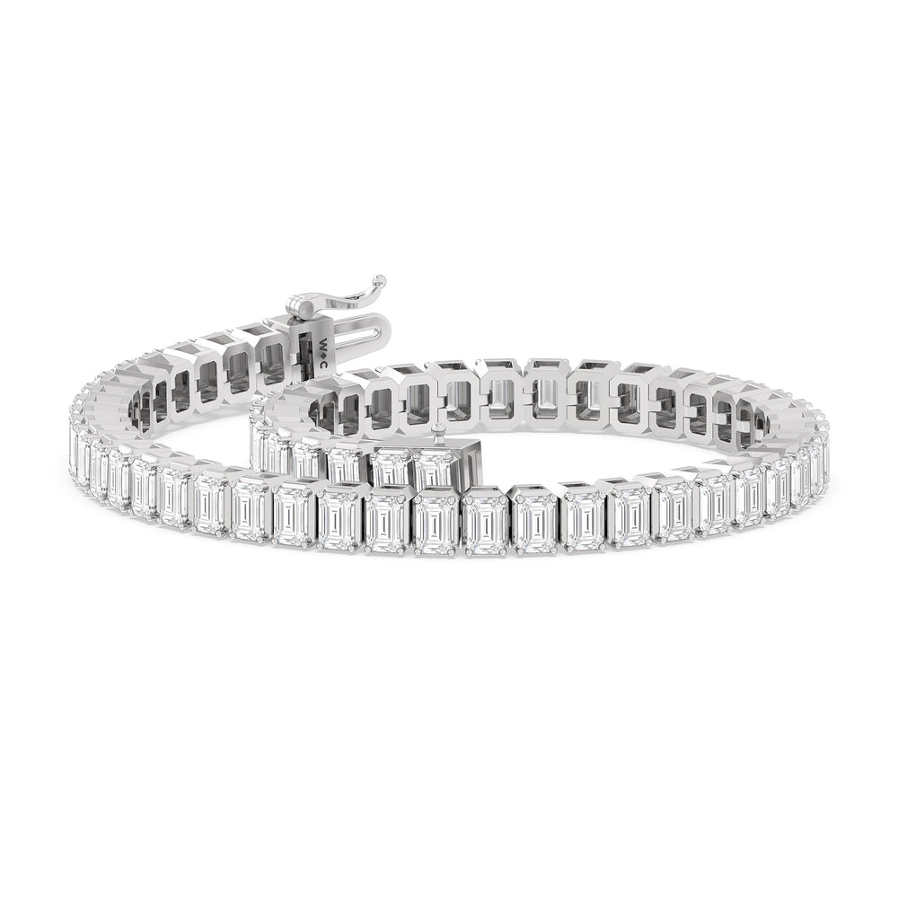 Emerald Tennis Bracelet with 5 Cut Diamond in 14KT White Gold view 5
