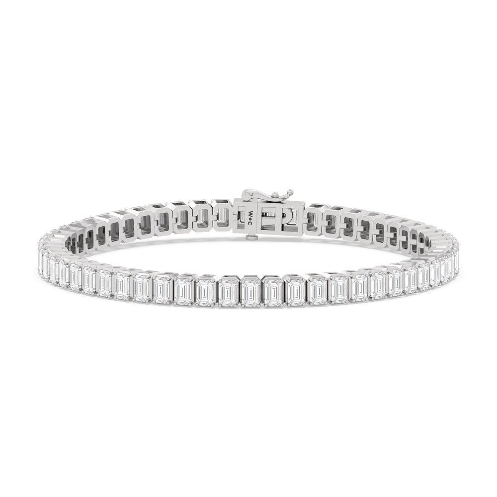 Emerald Tennis Bracelet with 5 Cut Diamond in 14KT White Gold view 1
