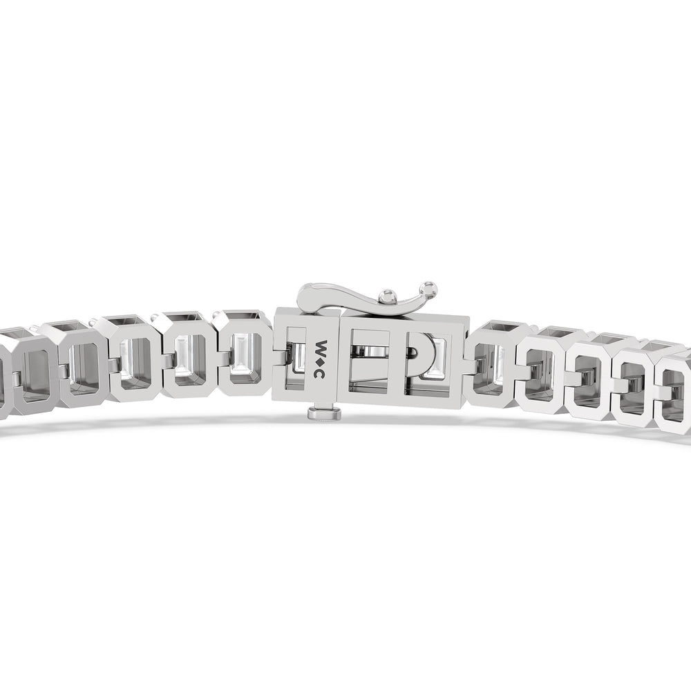 Emerald Tennis Bracelet with 5 Cut Diamond in 14KT White Gold view 7
