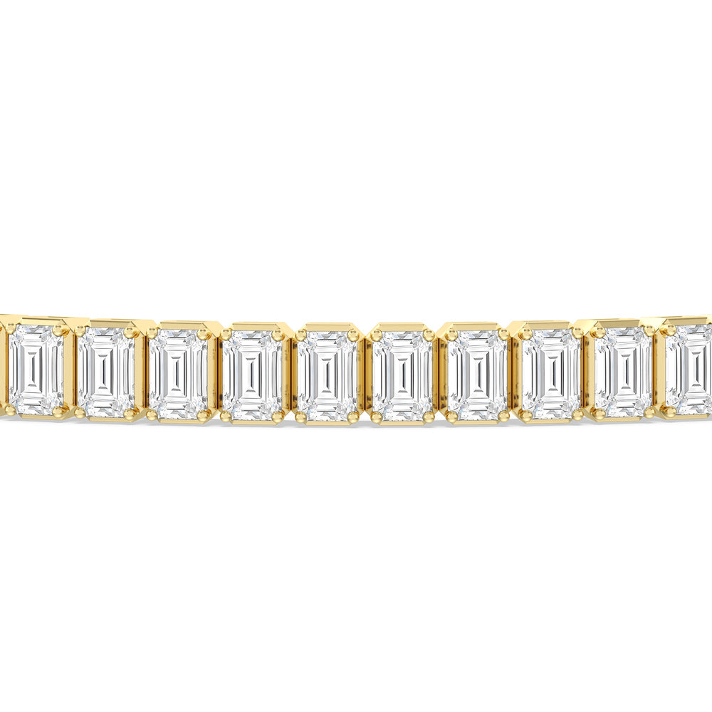 Emerald Tennis Bracelet with 5 Cut Diamond in 14KT Yellow Gold view 6
