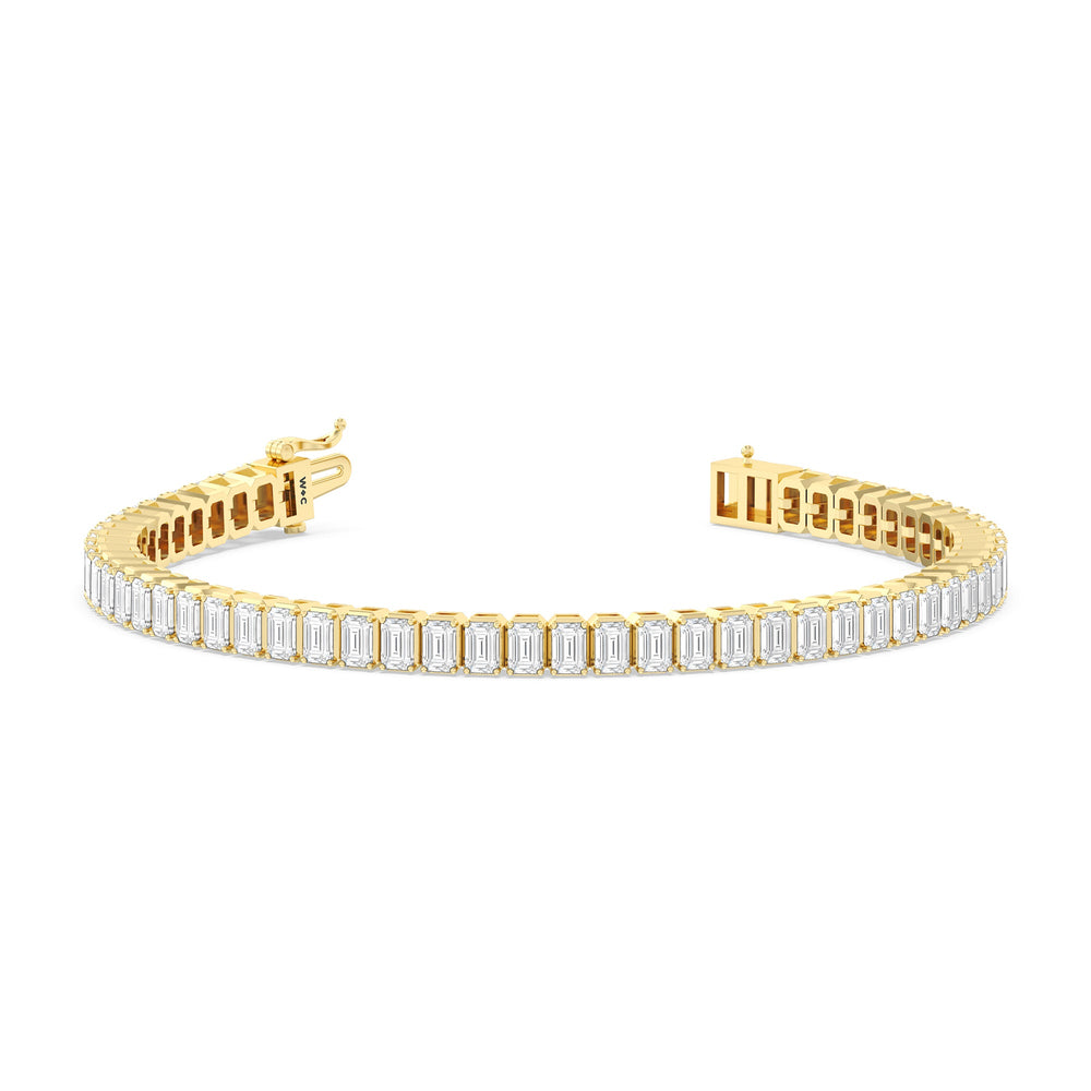 Emerald Tennis Bracelet with 5 Cut Diamond in 14KT Yellow Gold view 2
