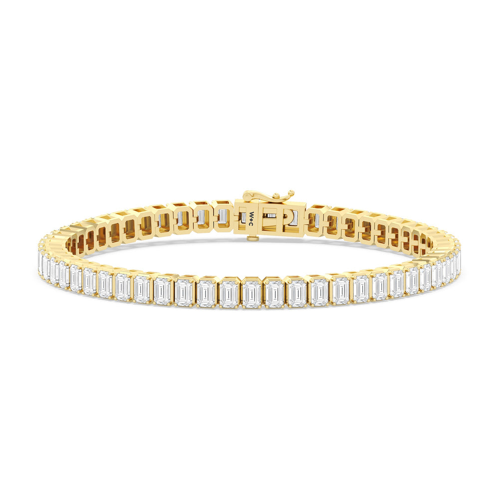 Emerald Tennis Bracelet with 5 Cut Diamond in 14KT Yellow Gold view 1

