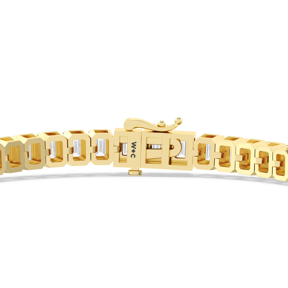 Emerald Tennis Bracelet with 5 Cut Diamond in 14KT Yellow Gold view 7
