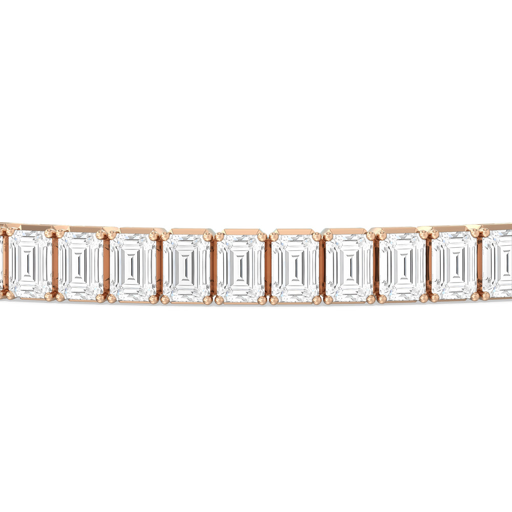 Emerald Tennis Bracelet with 7 Cut Diamond in 14KT Rose Gold view 6

