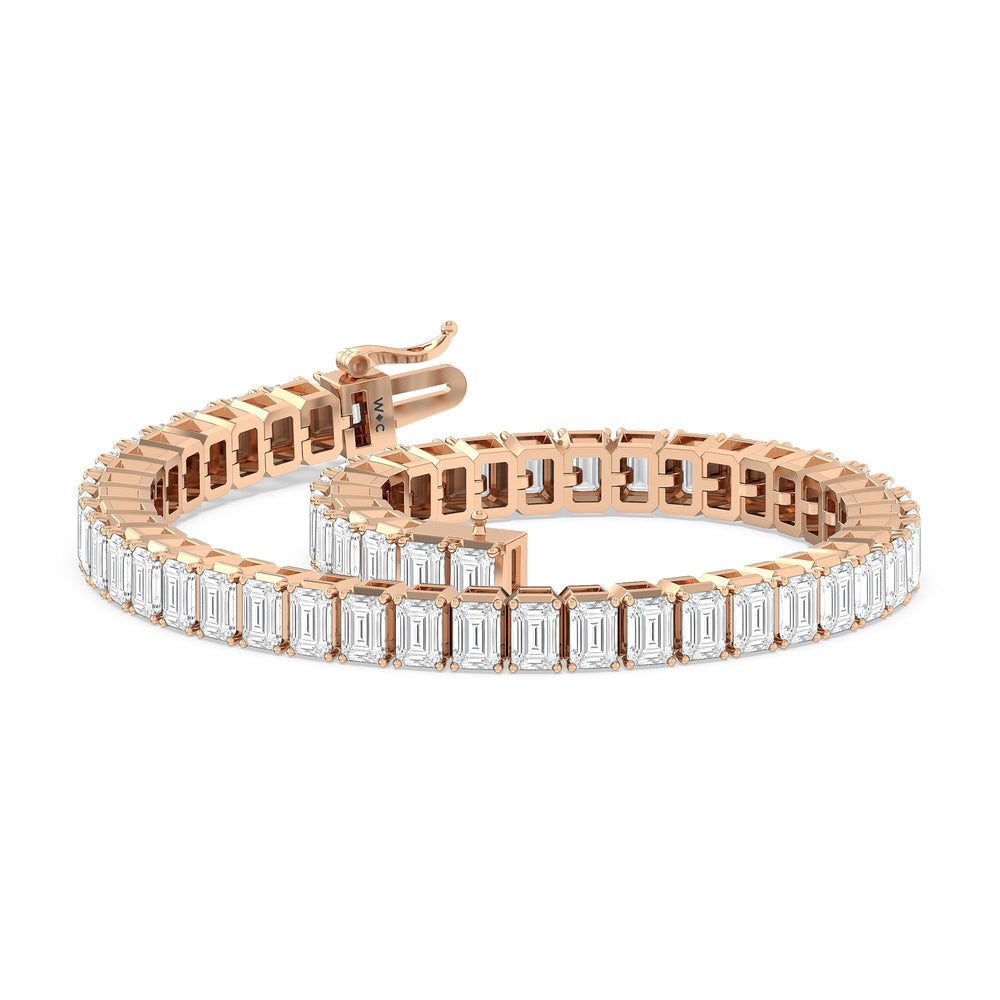 Emerald Tennis Bracelet with 7 Cut Diamond in 14KT Rose Gold view 5
