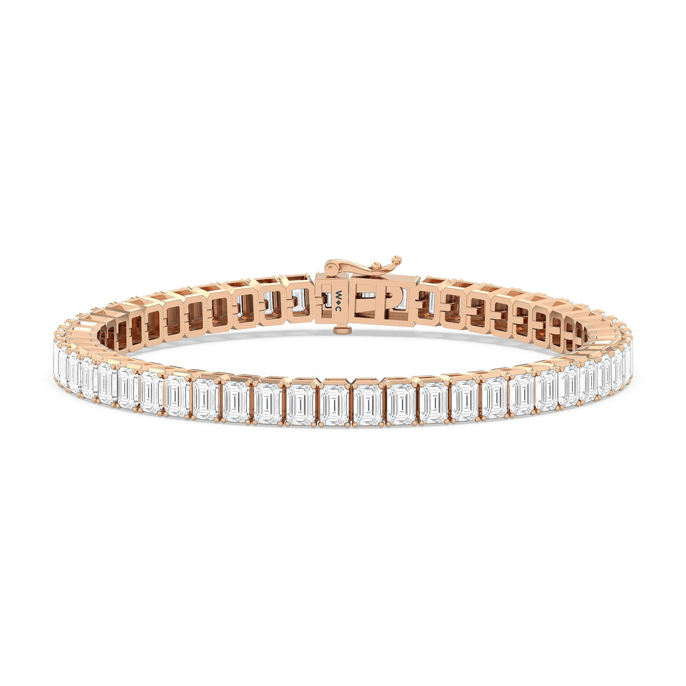 Emerald Tennis Bracelet with 7 Cut Diamond in 14KT Rose Gold view 1
