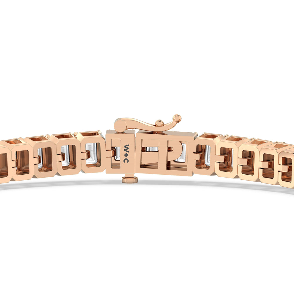 Emerald Tennis Bracelet with 7 Cut Diamond in 14KT Rose Gold view 7
