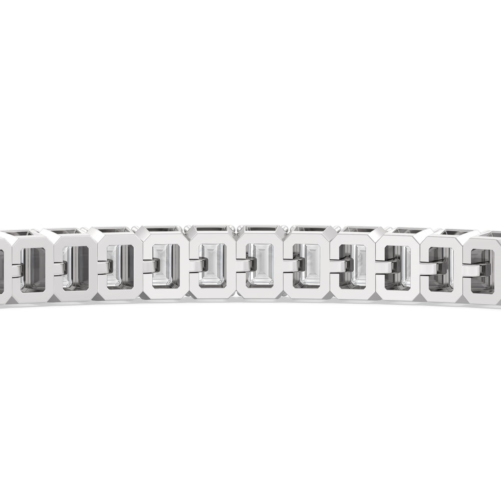 Emerald Tennis Bracelet with 7 Cut Diamond in 14KT White Gold view 8
