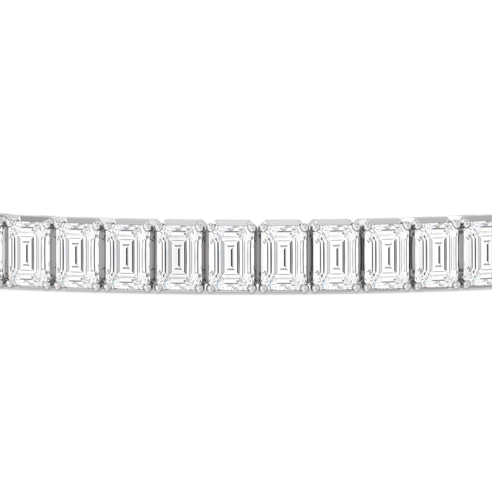 Emerald Tennis Bracelet with 7 Cut Diamond in 14KT White Gold view 6
