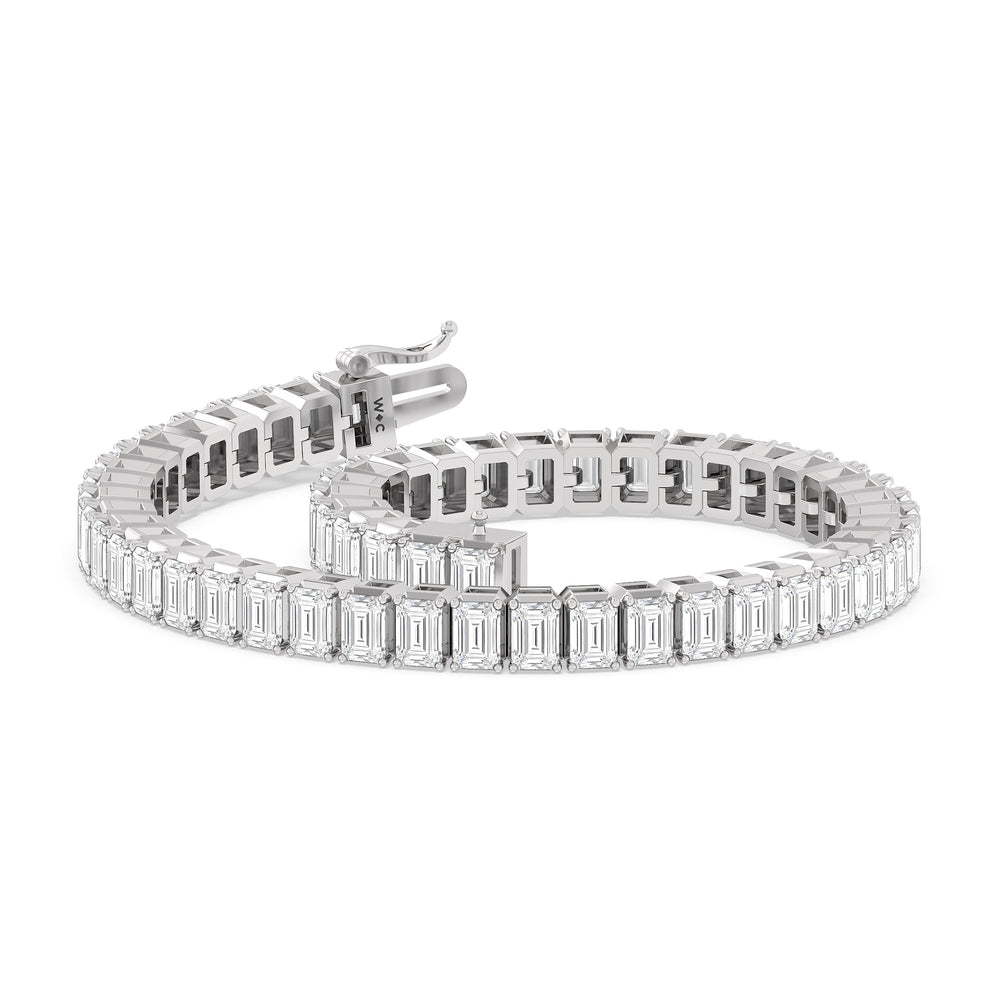 Emerald Tennis Bracelet with 7 Cut Diamond in 14KT White Gold view 5
