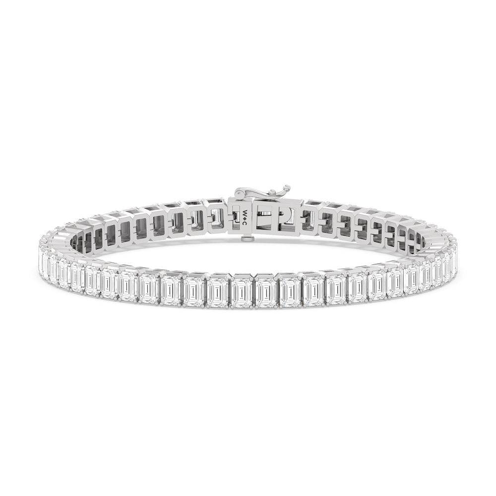 Emerald Tennis Bracelet with 7 Cut Diamond in 14KT White Gold view 1
