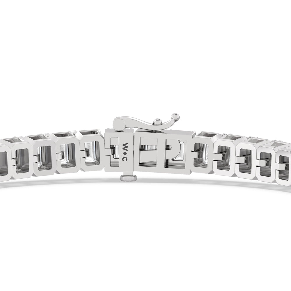Emerald Tennis Bracelet with 7 Cut Diamond in 14KT White Gold view 7
