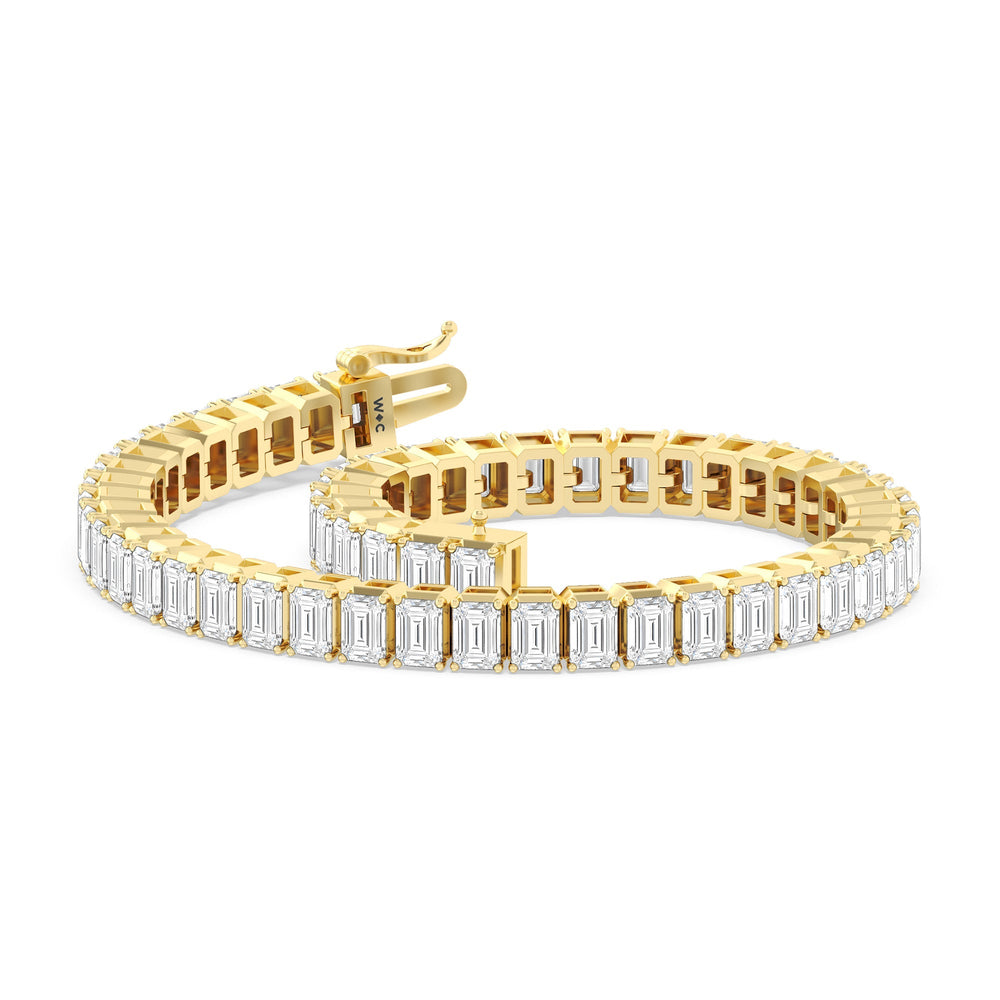 Emerald Tennis Bracelet with 7 Cut Diamond in 14KT Yellow Gold view 5
