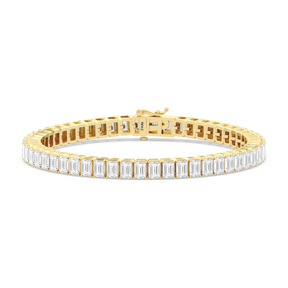 Emerald Tennis Bracelet with 7 Cut Diamond in 14KT Yellow Gold view 1
