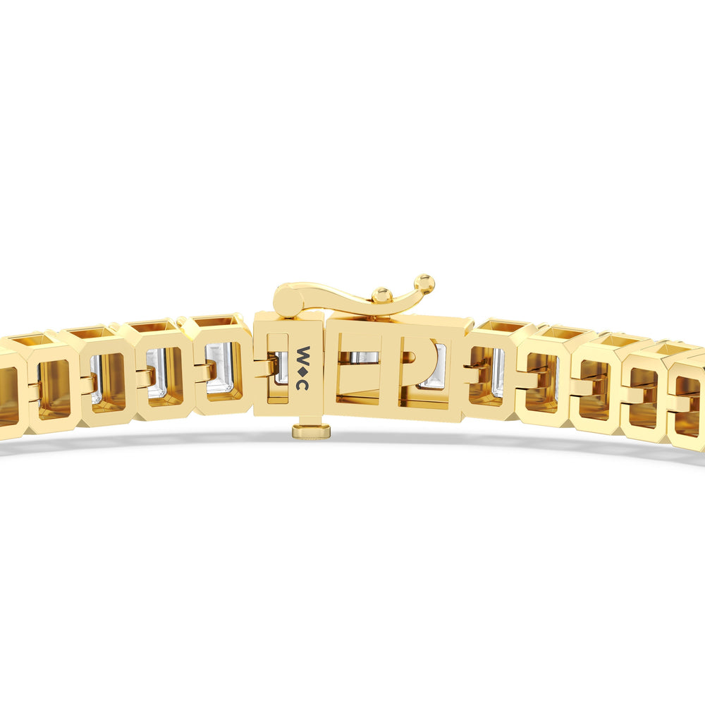 Emerald Tennis Bracelet with 7 Cut Diamond in 14KT Yellow Gold view 7
