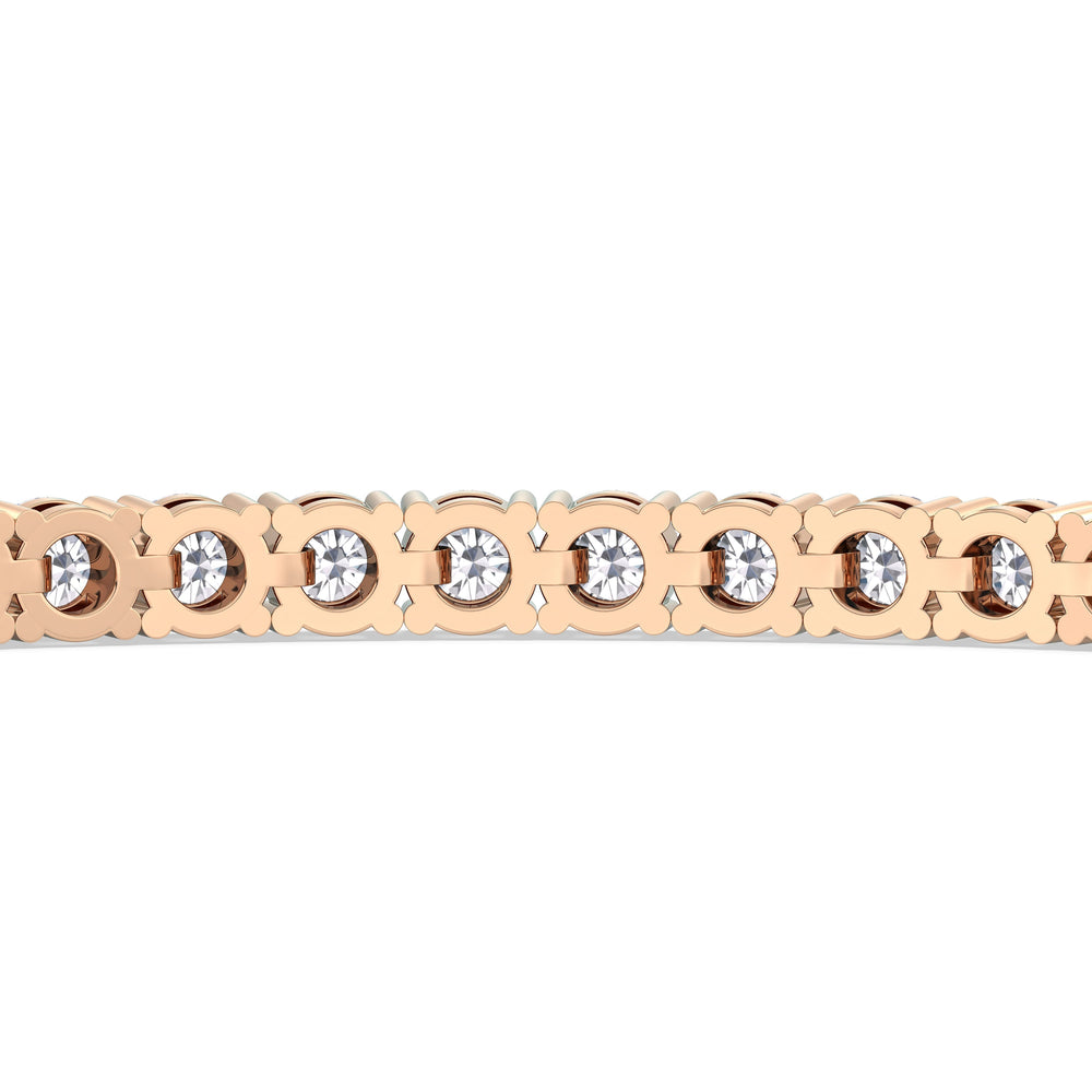 Four Prong Lab Diamond Tennis Bracelet with 7 Cut Diamond in 14KT Rose Gold view 6
