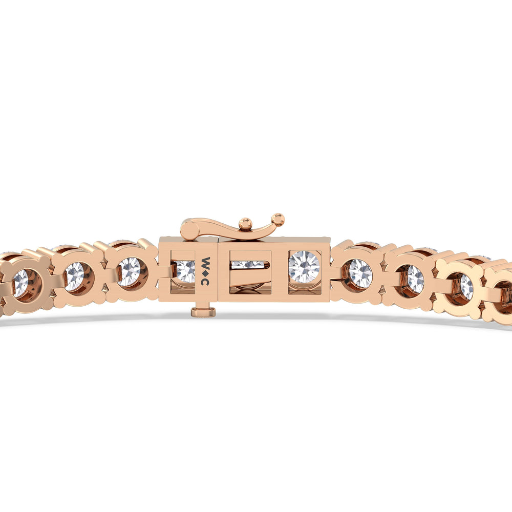 Four Prong Lab Diamond Tennis Bracelet with 7 Cut Diamond in 14KT Rose Gold view 5
