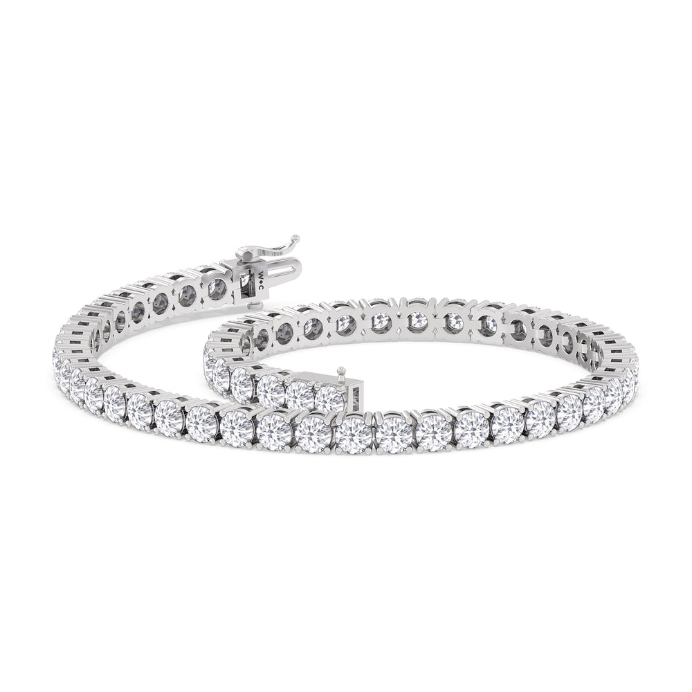 Four Prong Lab Diamond Tennis Bracelet with 7 Cut Diamond in 14KT White Gold view 3
