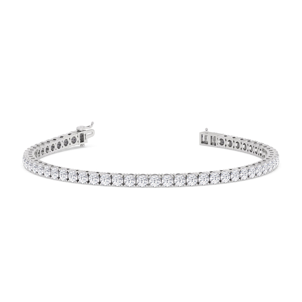 Four Prong Lab Diamond Tennis Bracelet with 7 Cut Diamond in 14KT White Gold view 2
