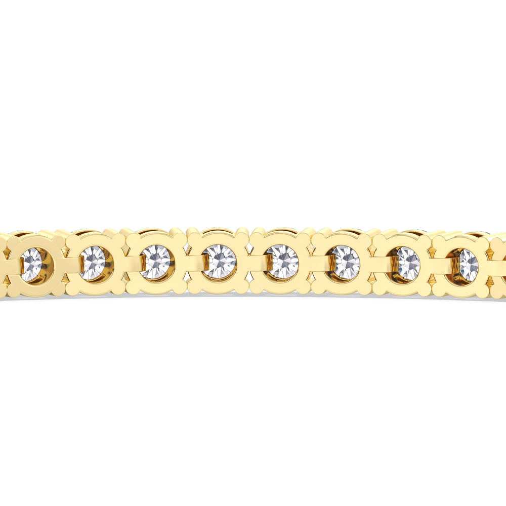 Four Prong Lab Diamond Tennis Bracelet with 7 Cut Diamond in 14KT Yellow Gold view 6
