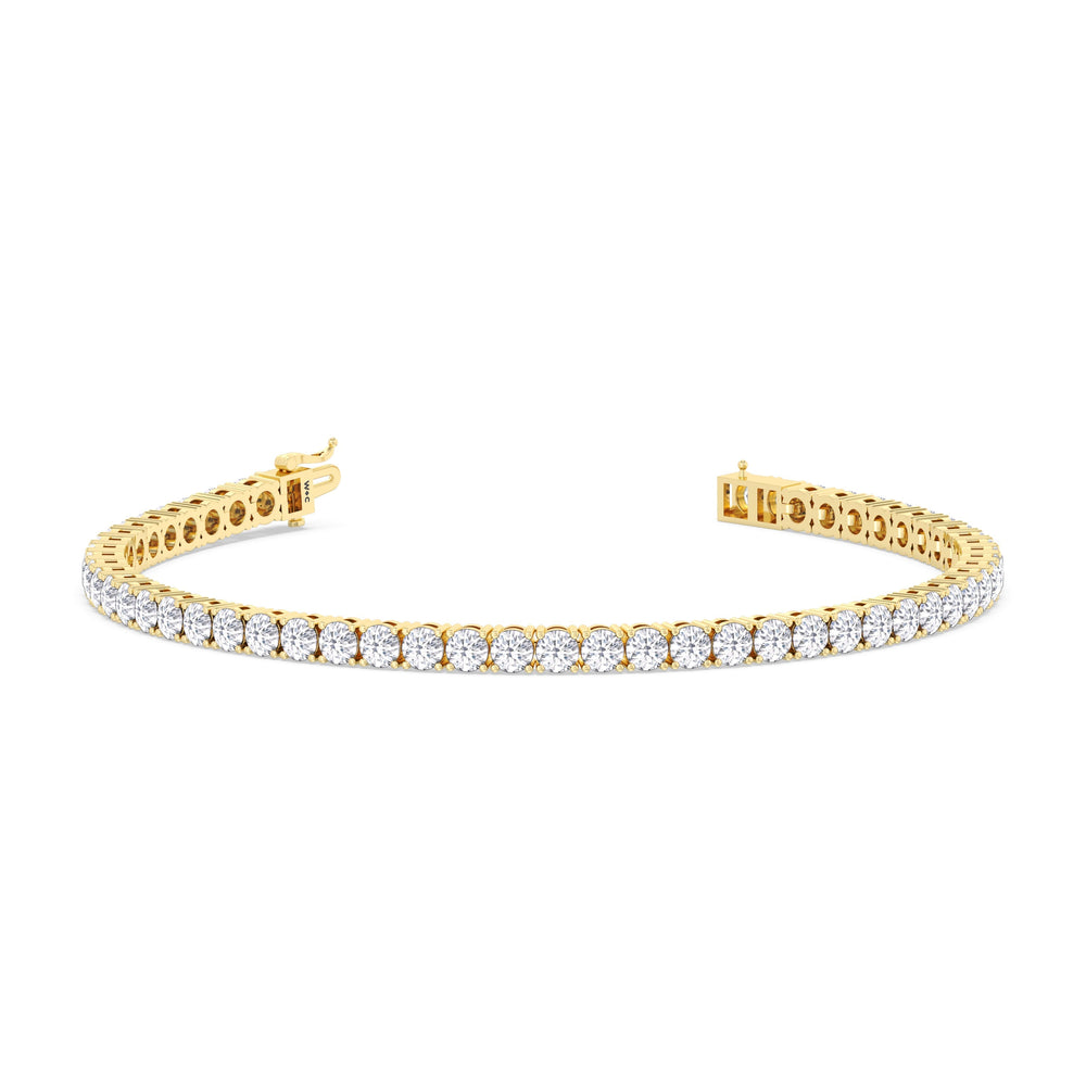 Four Prong Lab Diamond Tennis Bracelet with 7 Cut Diamond in 14KT Yellow Gold view 2
