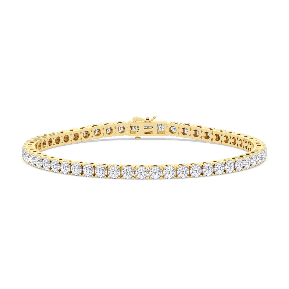 Four Prong Lab Diamond Tennis Bracelet with 7 Cut Diamond in 14KT Yellow Gold view 1

