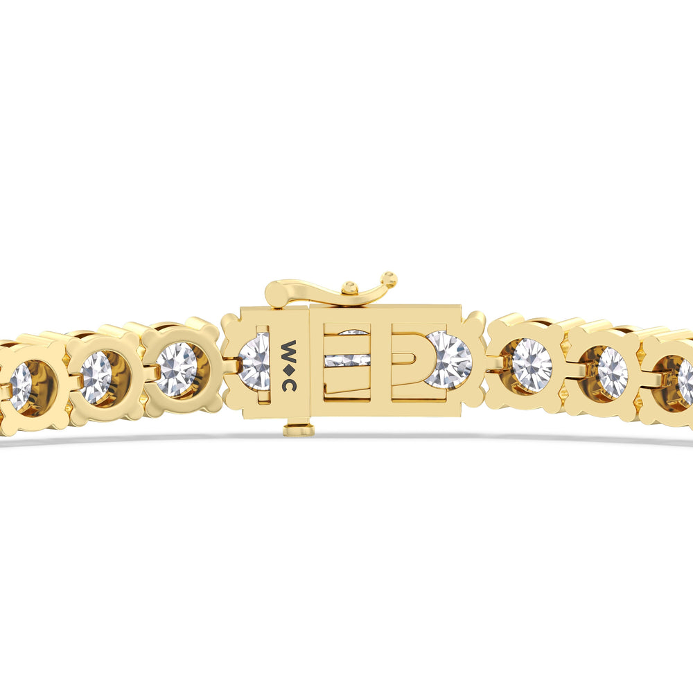 Four Prong Lab Diamond Tennis Bracelet with 10 Cut Diamond in 14KT Yellow Gold view 5
