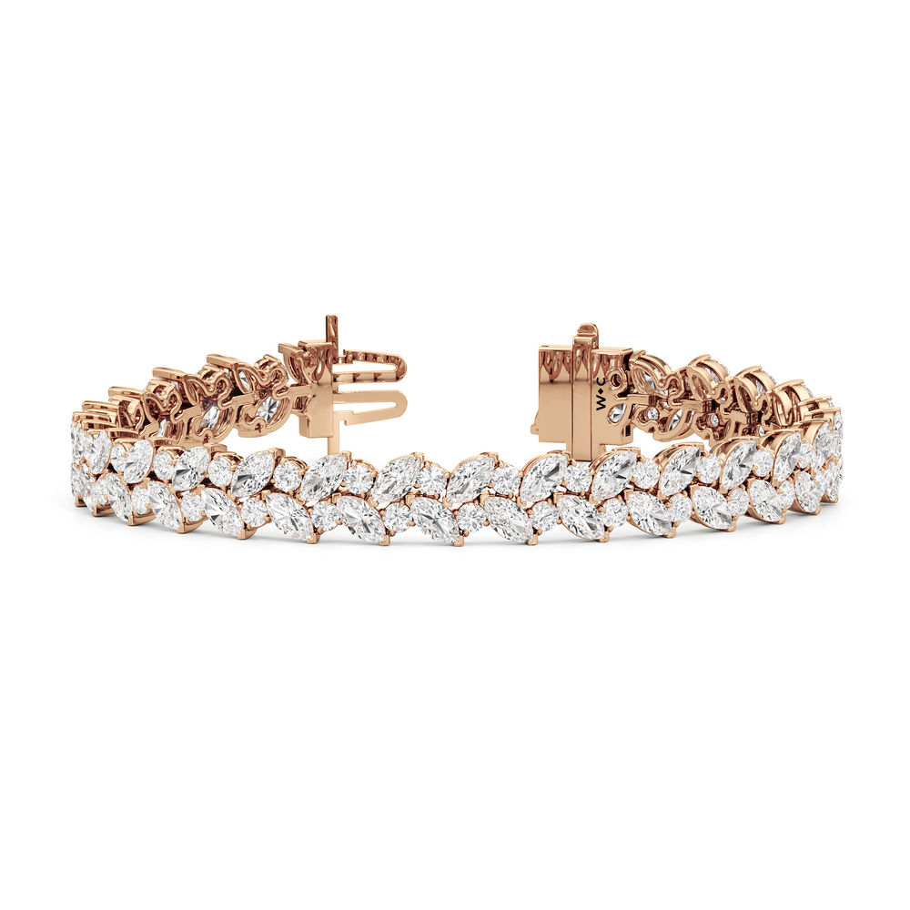 Woven Round and Marquise Tennis Bracelet with Lab Cut Diamond in 14KT Rose Gold view 1
