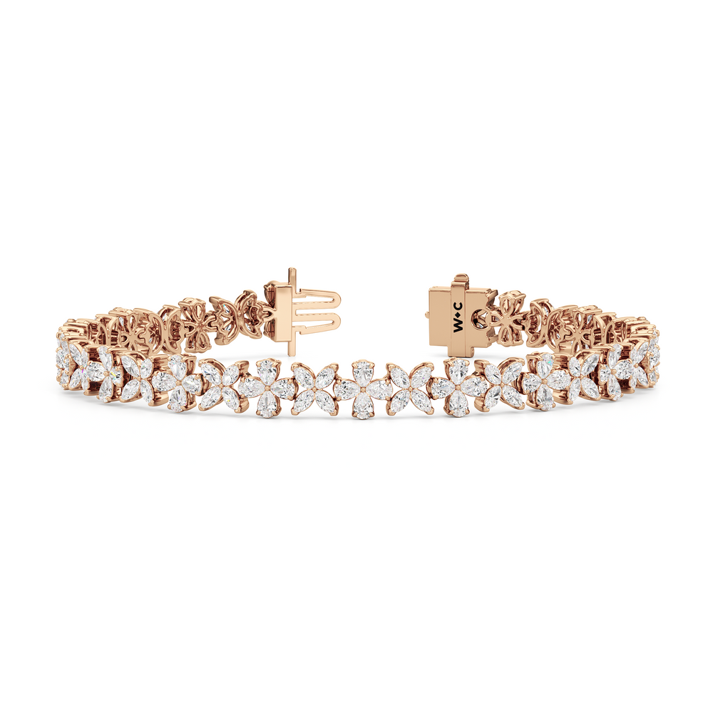 Garden Bracelet with Lab Cut Diamond in 14KT Rose Gold view 1
