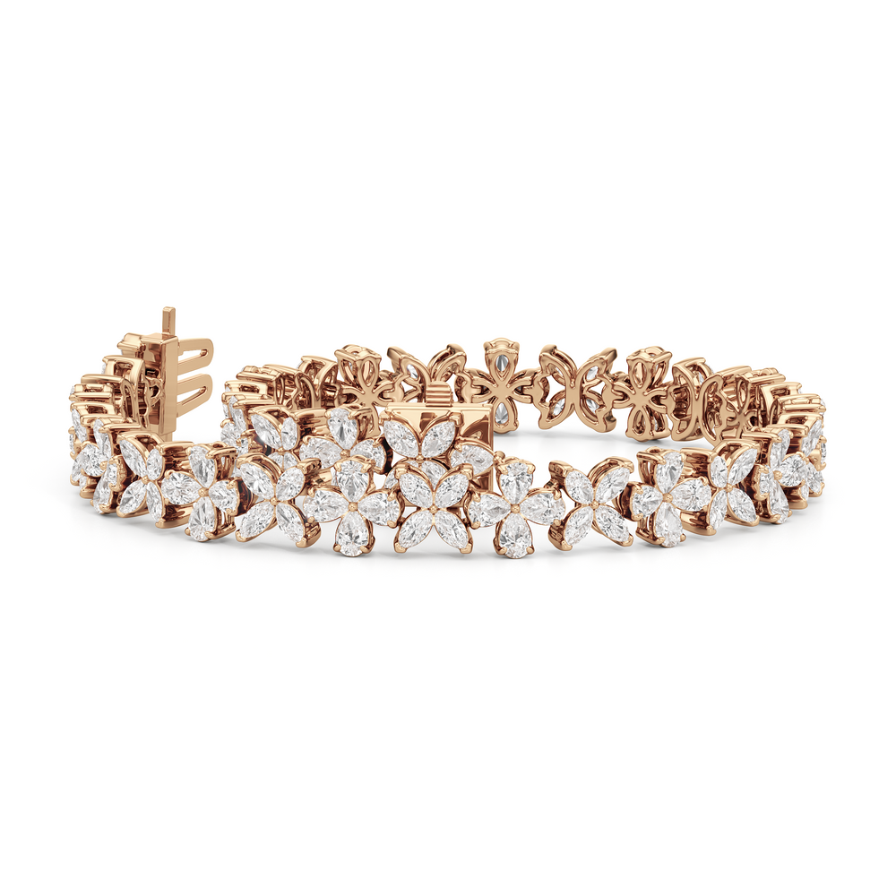 Garden Bracelet with Lab Cut Diamond in 14KT Rose Gold view 2

