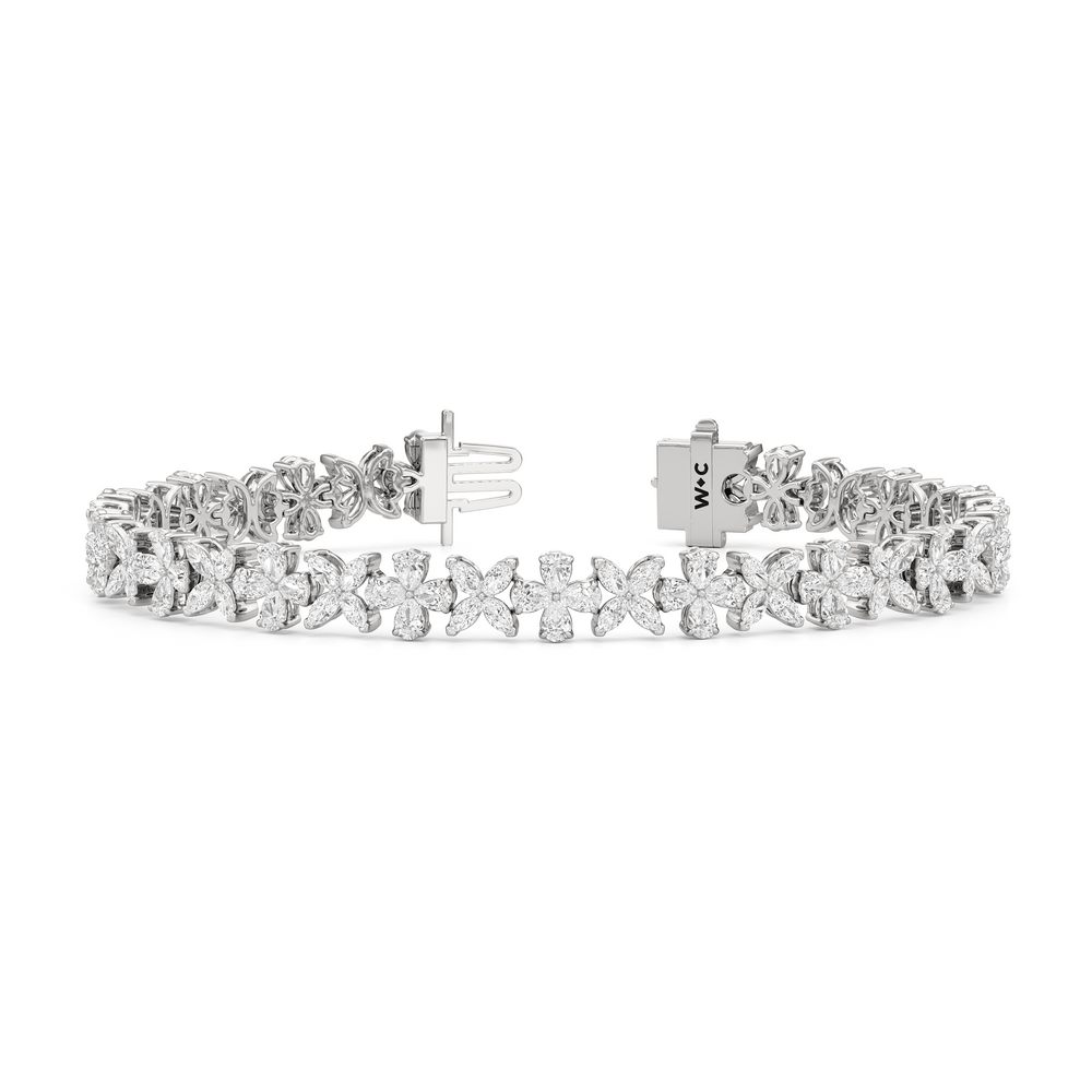 Garden Bracelet with Lab Cut Diamond in 14KT White Gold view 1
