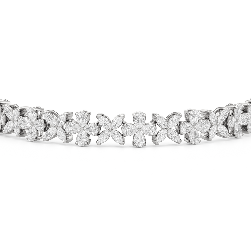 Garden Bracelet with Lab Cut Diamond in 14KT White Gold view 5
