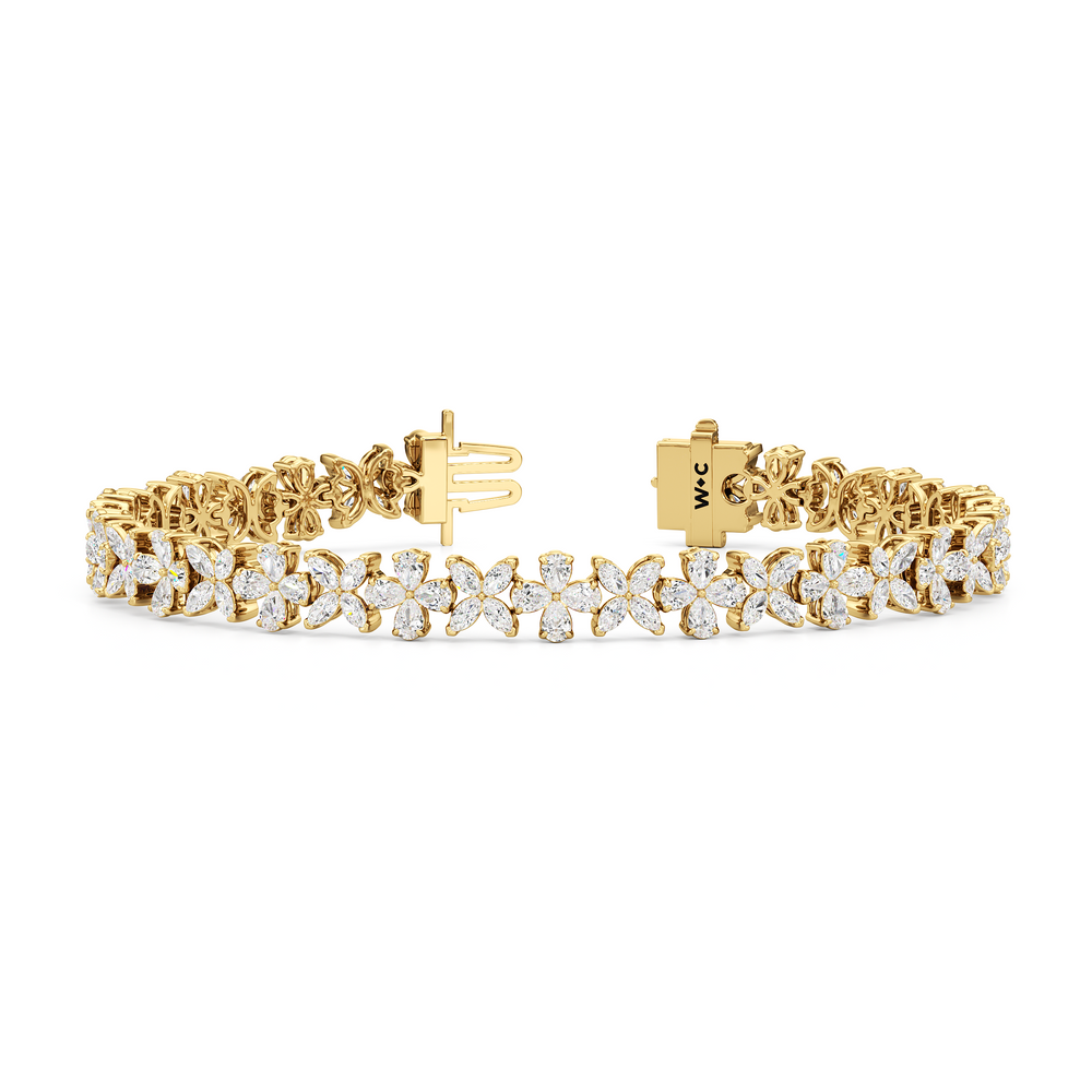 Garden Bracelet with Lab Cut Diamond in 14KT Yellow Gold view 1
