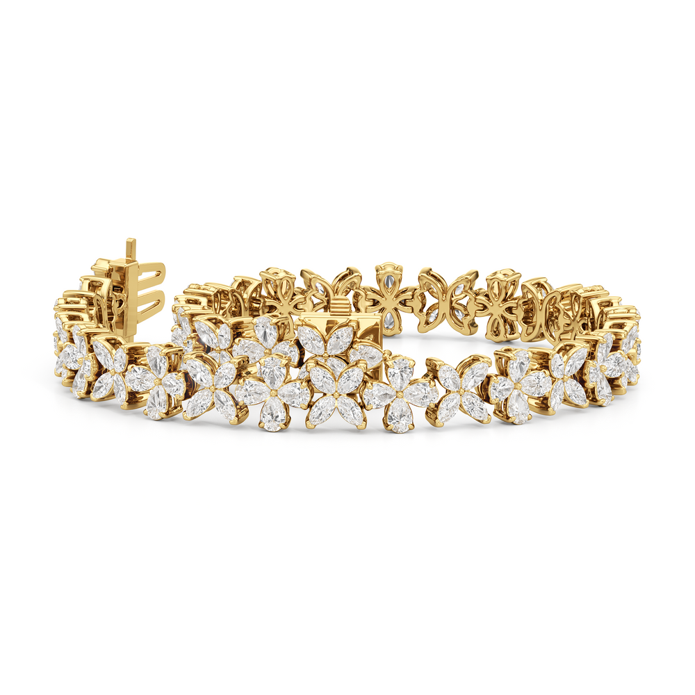 Garden Bracelet with Lab Cut Diamond in 14KT Yellow Gold view 2
