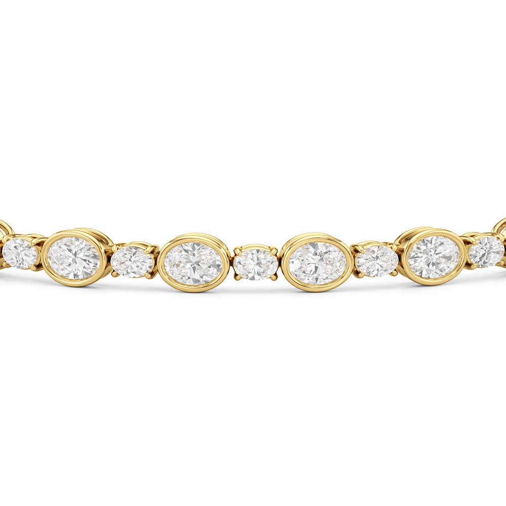 Bezel Oval Alternating Tennis Bracelet with 7 1/2 Cut Diamond in 14KT Yellow Gold view 6
