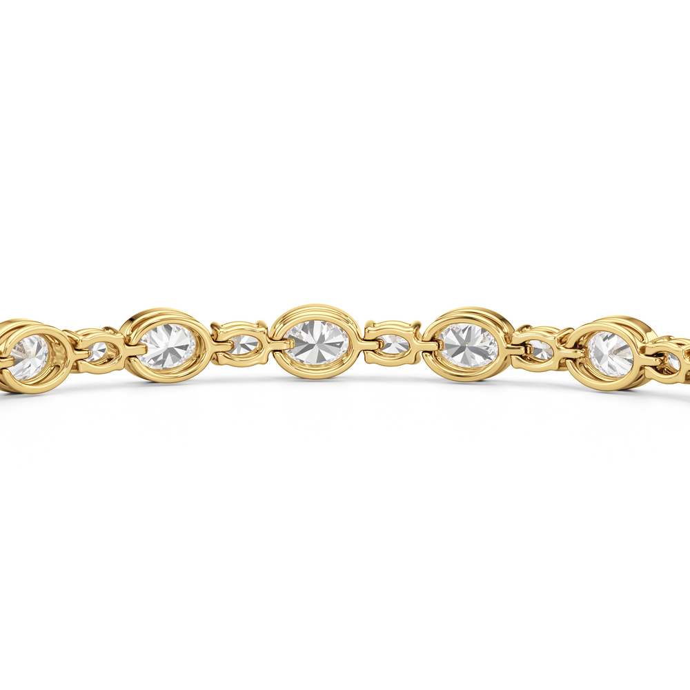 Bezel Oval Alternating Tennis Bracelet with 7 1/2 Cut Diamond in 14KT Yellow Gold view 8
