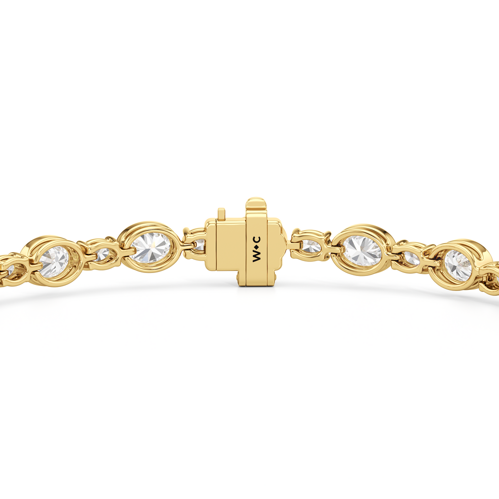 Bezel Oval Alternating Tennis Bracelet with 7 1/2 Cut Diamond in 14KT Yellow Gold view 7
