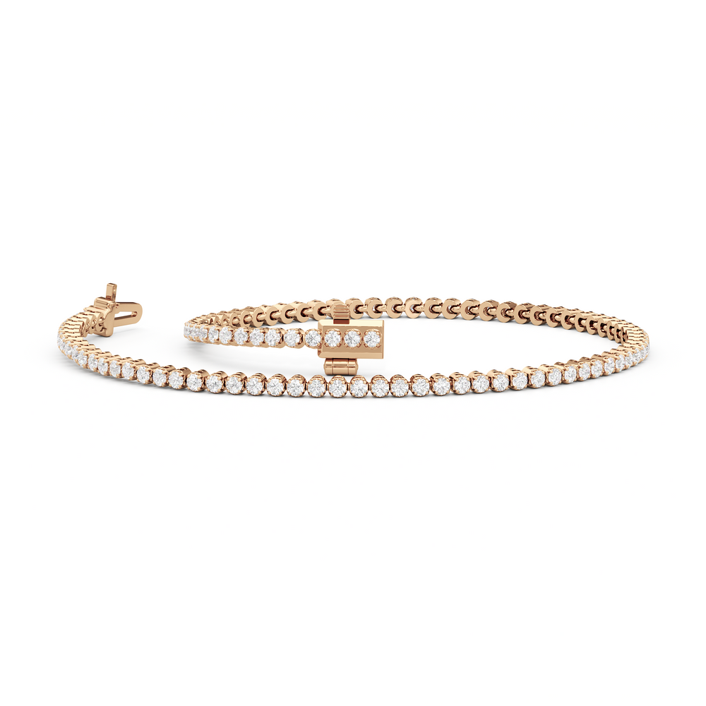 Four Prong Lab Diamond Tennis Bracelet with 10 Cut Diamond in 14KT Rose Gold view 17
