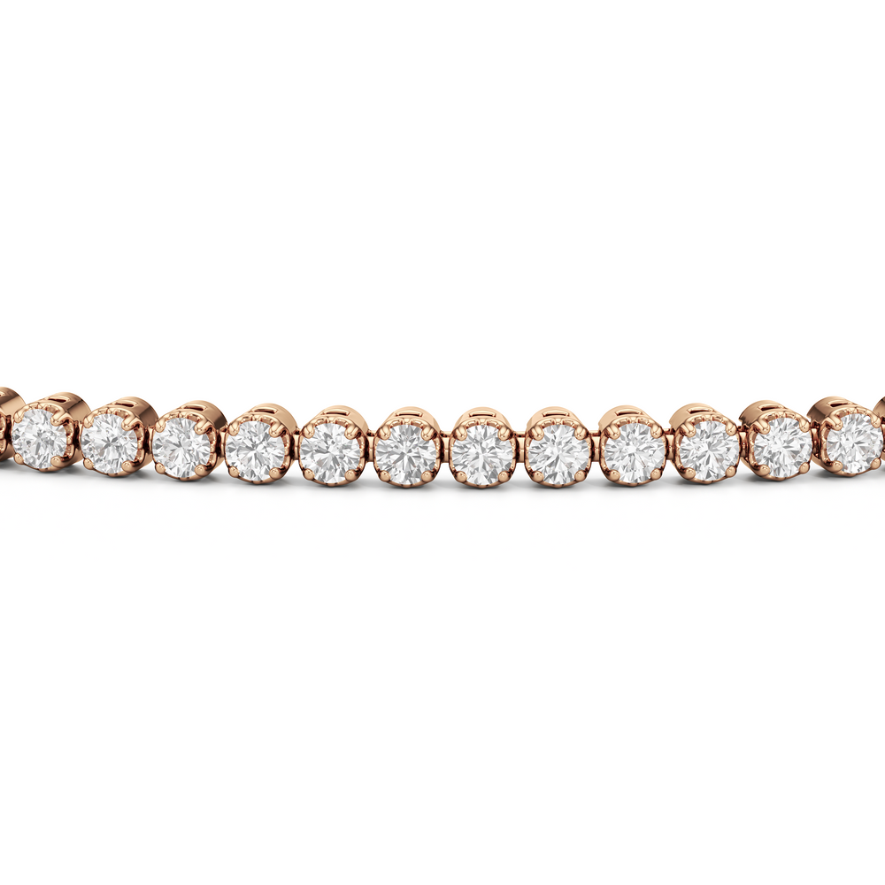 Four Prong Lab Diamond Tennis Bracelet with 10 Cut Diamond in 14KT Rose Gold view 18
