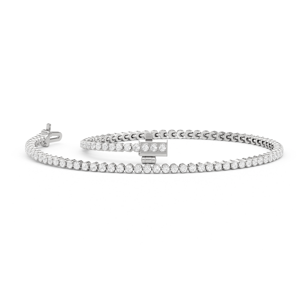 Four Prong Lab Diamond Tennis Bracelet with 10 Cut Diamond in 14KT Rose Gold view 9
