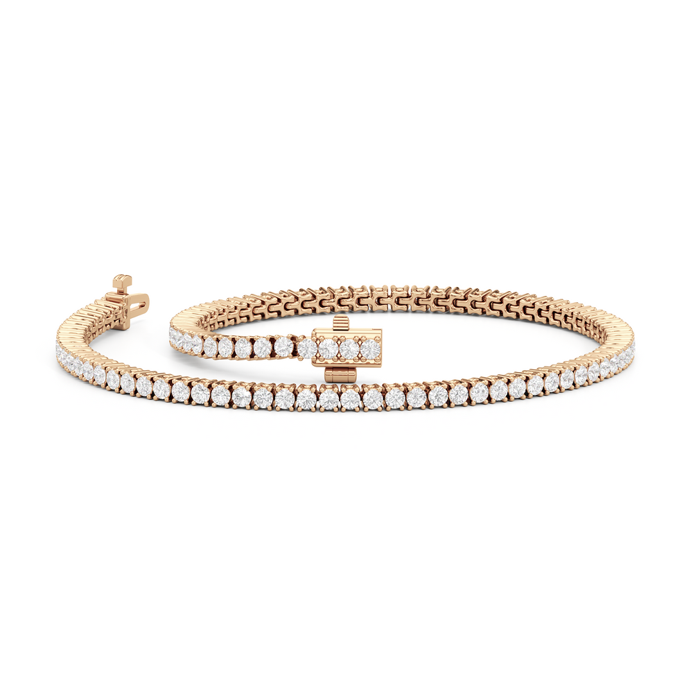 Four Prong Lab Diamond Tennis Bracelet with 2 Cut Diamond in 14KT Rose Gold view 2
