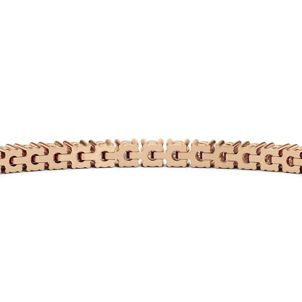 Four Prong Lab Diamond Tennis Bracelet with 3 Cut Diamond in 14KT Rose Gold view 5
