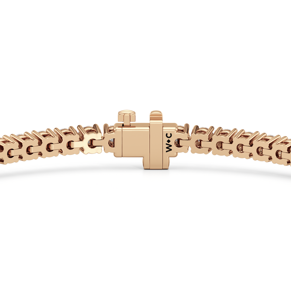 Four Prong Lab Diamond Tennis Bracelet with 3 Cut Diamond in 14KT Rose Gold view 4
