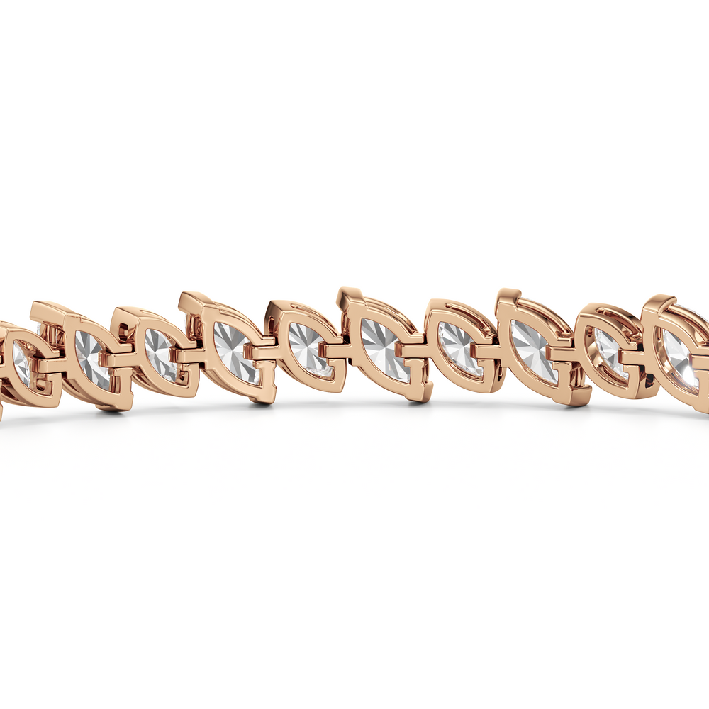 Angled Marquise Bezel Tennis Bracelet with 5 1/2 Cut Diamond in 14KT Rose Gold view 8
