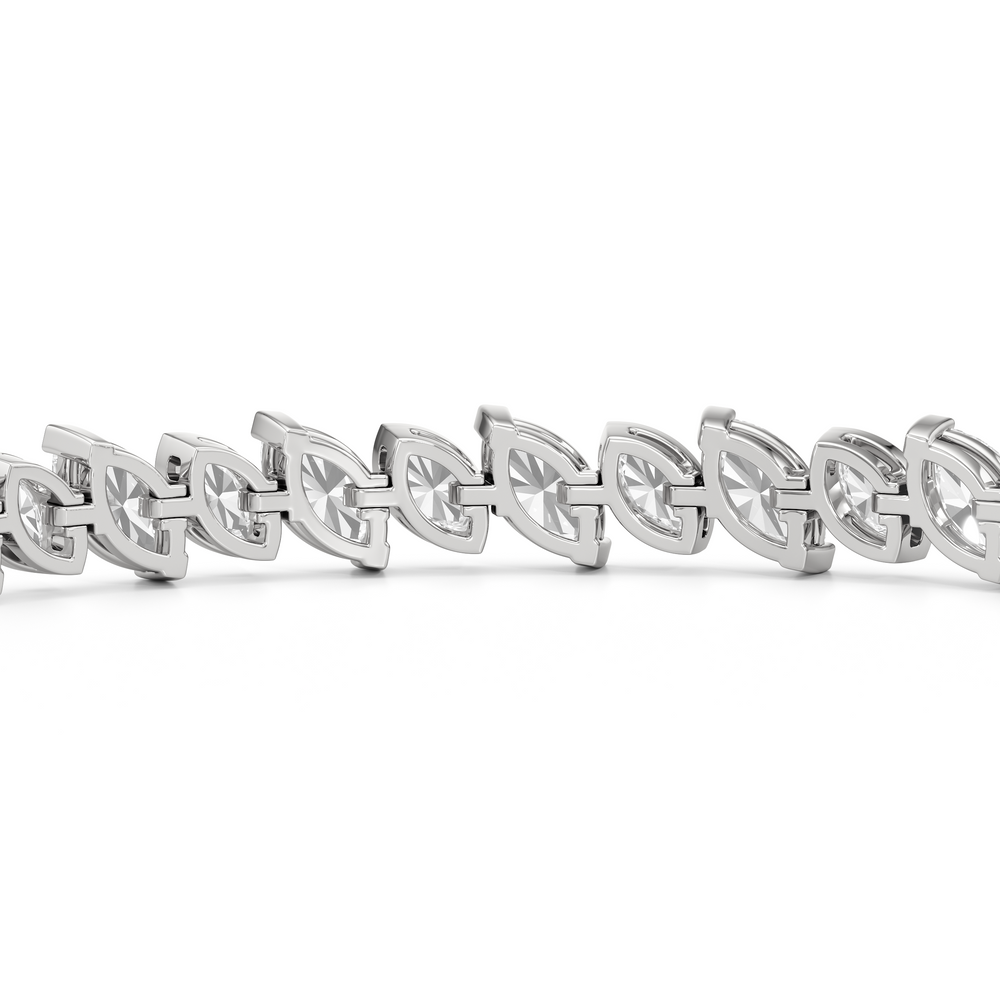 Angled Marquise Bezel Tennis Bracelet with 5 1/2 Cut Diamond in 14KT White Gold view 8
