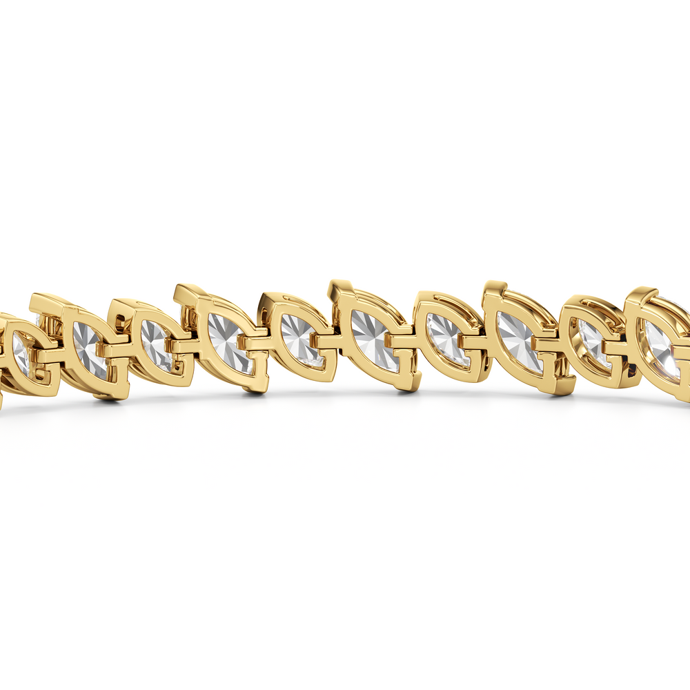 Angled Marquise Bezel Tennis Bracelet with 5 1/2 Cut Diamond in 14KT Yellow Gold view 8
